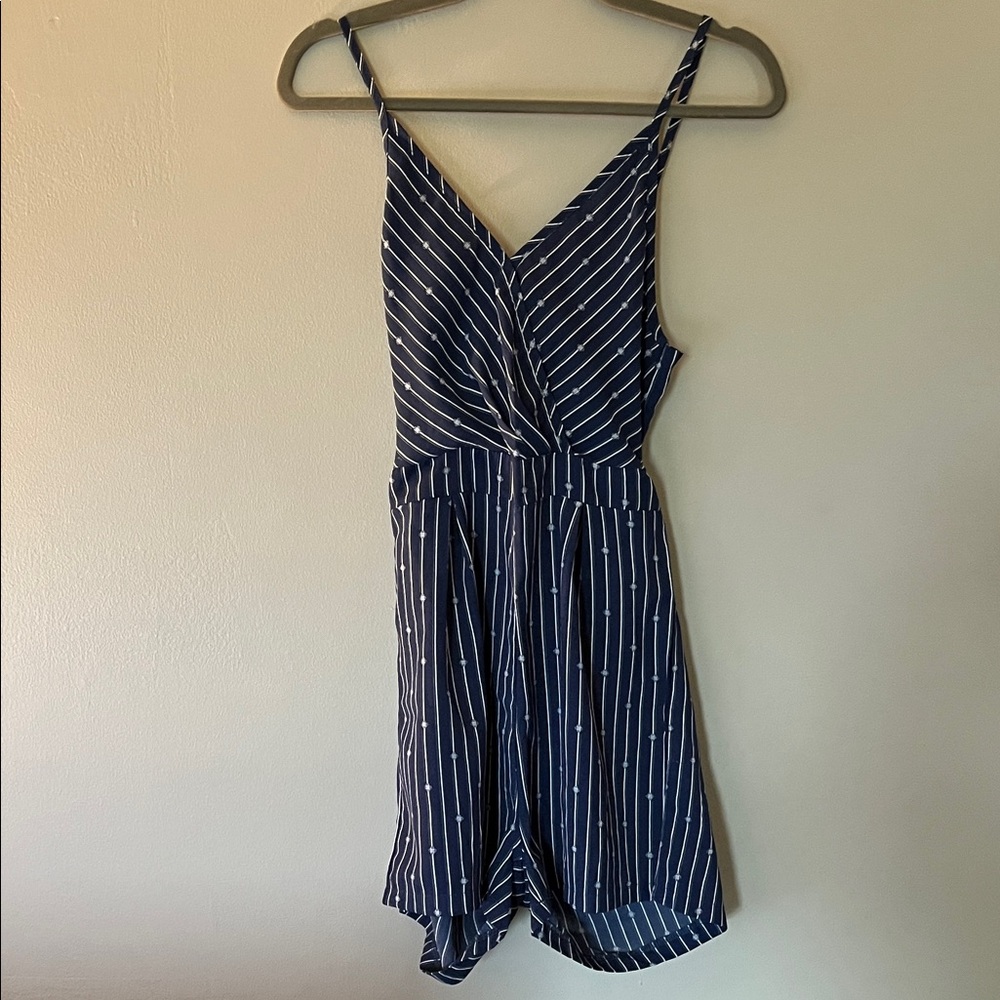 Elegant Navy and White Striped Jumpsuit